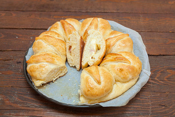 istock Homemade bread with cheese and salami 609914956