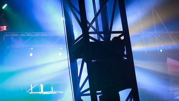 istock spotlights on outdoor concert stage with light beams 609915670