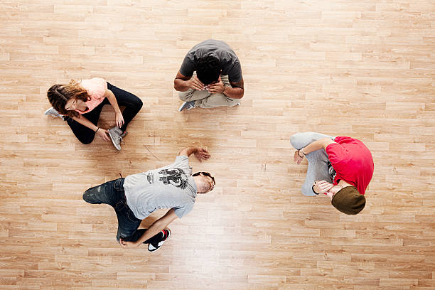 istock Above view of friends breakdancing 609917644