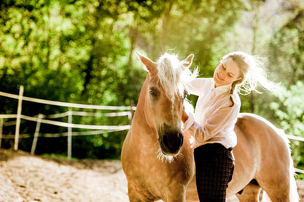 istock Young Woman Grooming her Horse 609922952