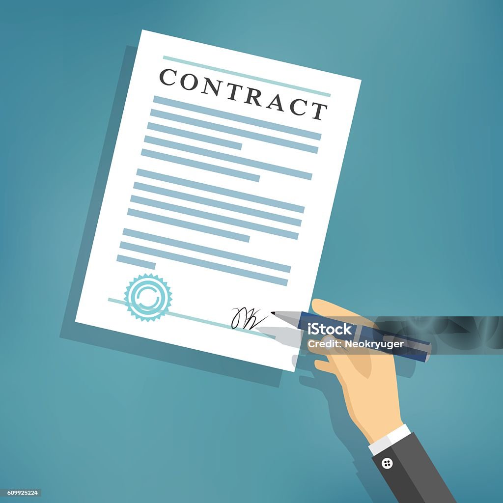 Contract Hand Lettering Hand Signing Contract On White Paper Stock Illustration - Download ...