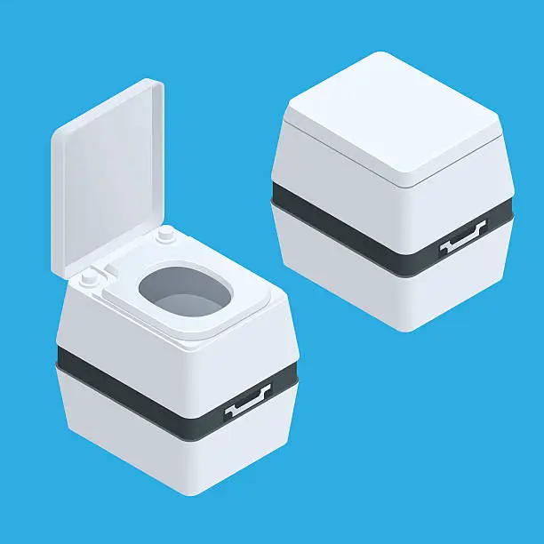 Vector illustration of Isometric Small bio toilet