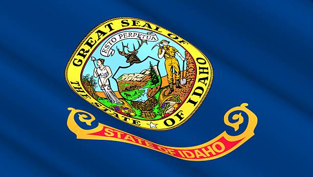 istock Waving flag of Idaho state. 609929078