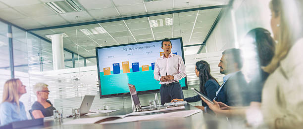 istock Businessman having a presentation in the office 609930204