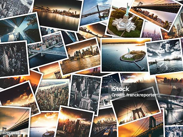 La Ciudad De Nueva York Imágenes De Viajes De Polaroid Papel Foto de stock y más banco de imágenes de Montaje - Imagen compuesta