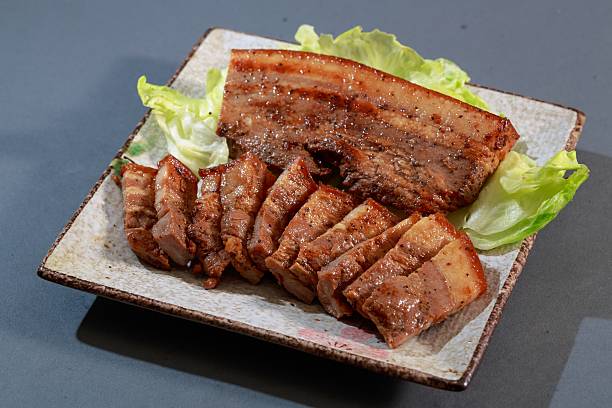 istock The plate of Hakka dishes pepper bacon with lettuce on 609932128