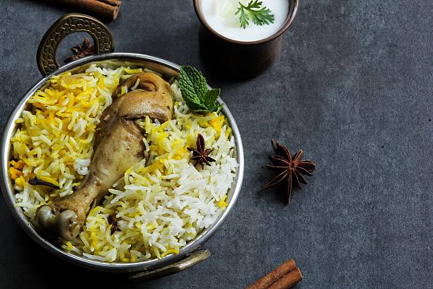 istock Chicken biryani served in a traditional Kadhai, selective focus 609934434