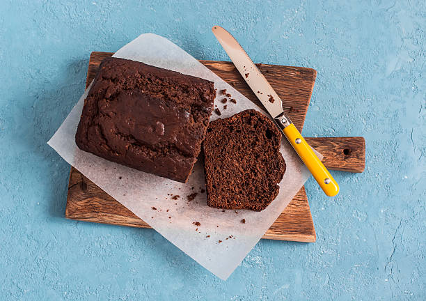 istock Chocolate banana bread on a rustic cutting board 609941860