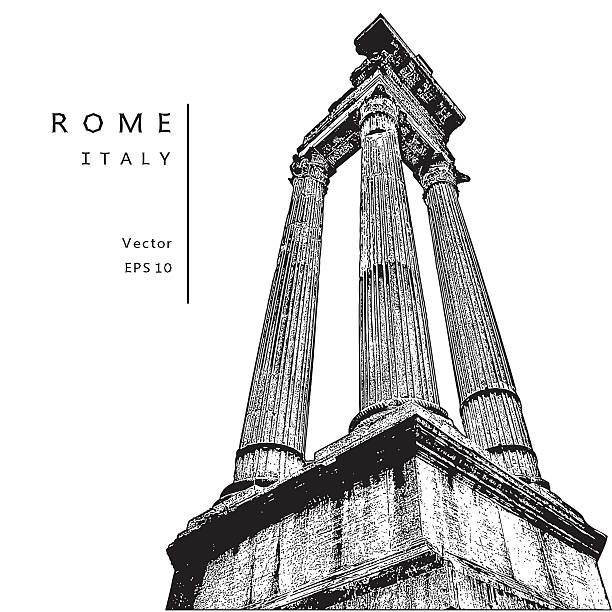 illustrazioni stock, clip art, cartoni animati e icone di tendenza di colonne architettoniche vicino al teatro di marcello a roma. - rome