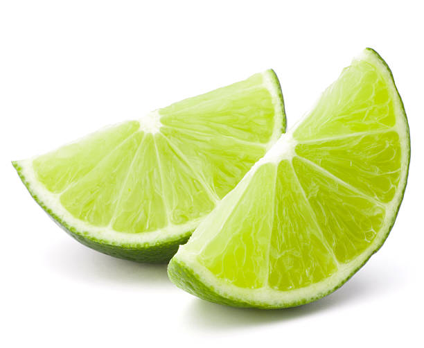 istock Citrus lime fruit segment isolated on white background cutout 609945608