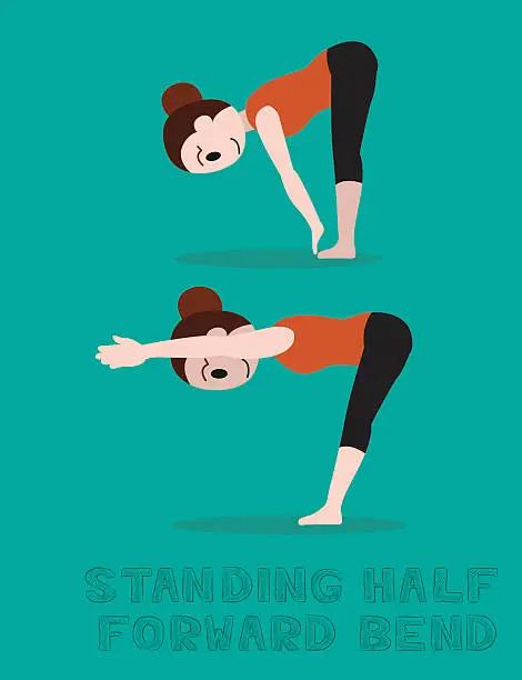 Vector illustration of Yoga Standing Half Forward Bend Cartoon Vector Illustration