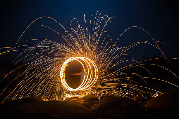 istock Long exposure of steel wool begin of light 609954346