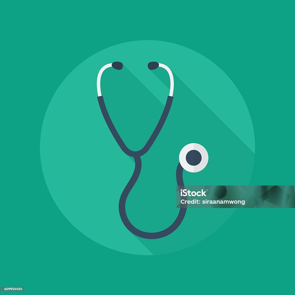 Medical Flat Icon. Stethoscope Medical Flat Icon With Long Shadow. Stethoscope Stethoscope stock vector