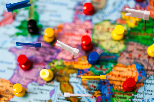 istock world  map country  flags  marked pin  city pinpoint 609955124