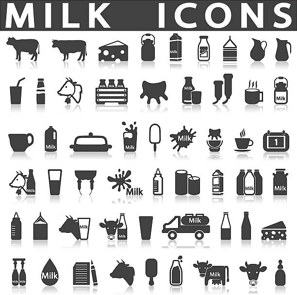 Milk icons Milk icons on a white background with a shadow sour face stock illustrations