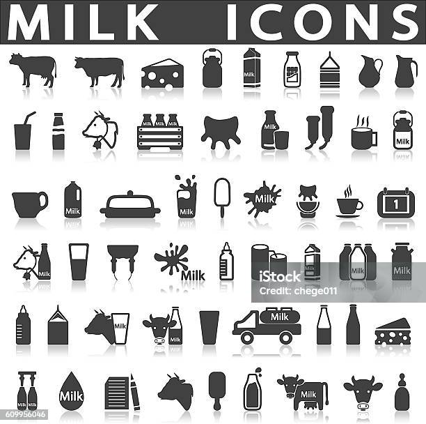 Milk Icons Stock Illustration - Download Image Now - Icon Symbol, Dairy Farm, Milk