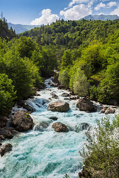 istock Landscape in Abkhazia with Caucasian ridge and river 609956340