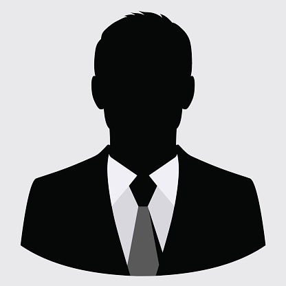 Vector businessman black silhouette isolated.