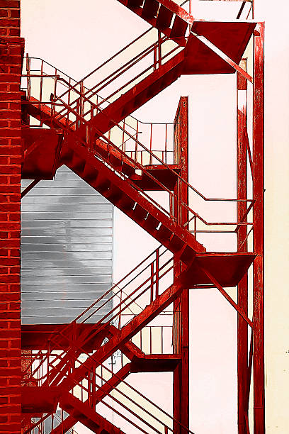 Fire escape stairs Fire escape stairs on the outside wall emergency exit photos stock pictures, royalty-free photos & images