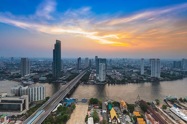 istock Chao Phraya River cross over Bangkok city centre downtown 610007854