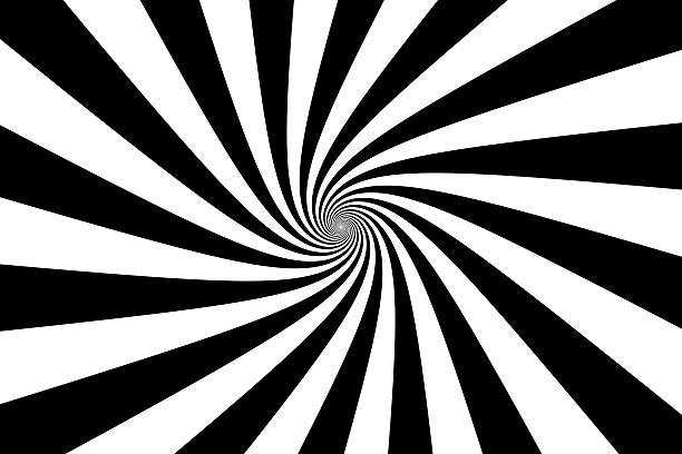 Black and White Swirling Lines Vortex Psychedelic Background