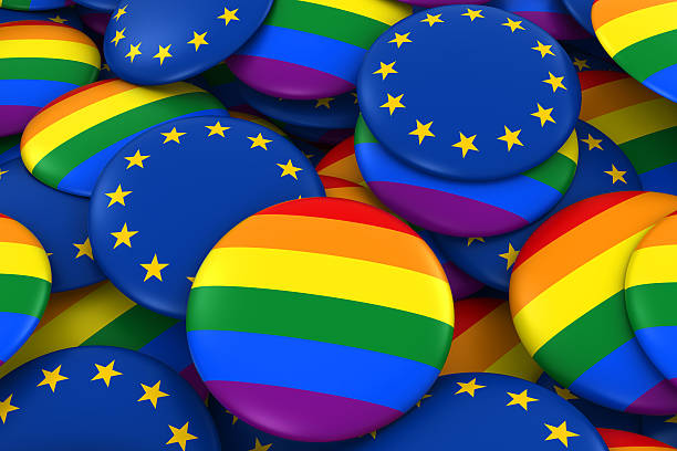 istock Gay Pride and EU Badges Background 610011382
