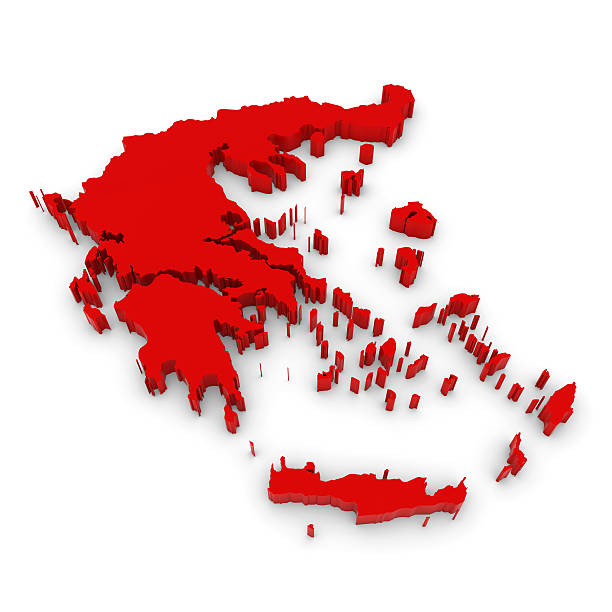 istock Red 3D Illustration Map Outline of Greece Isolated on White 610014264