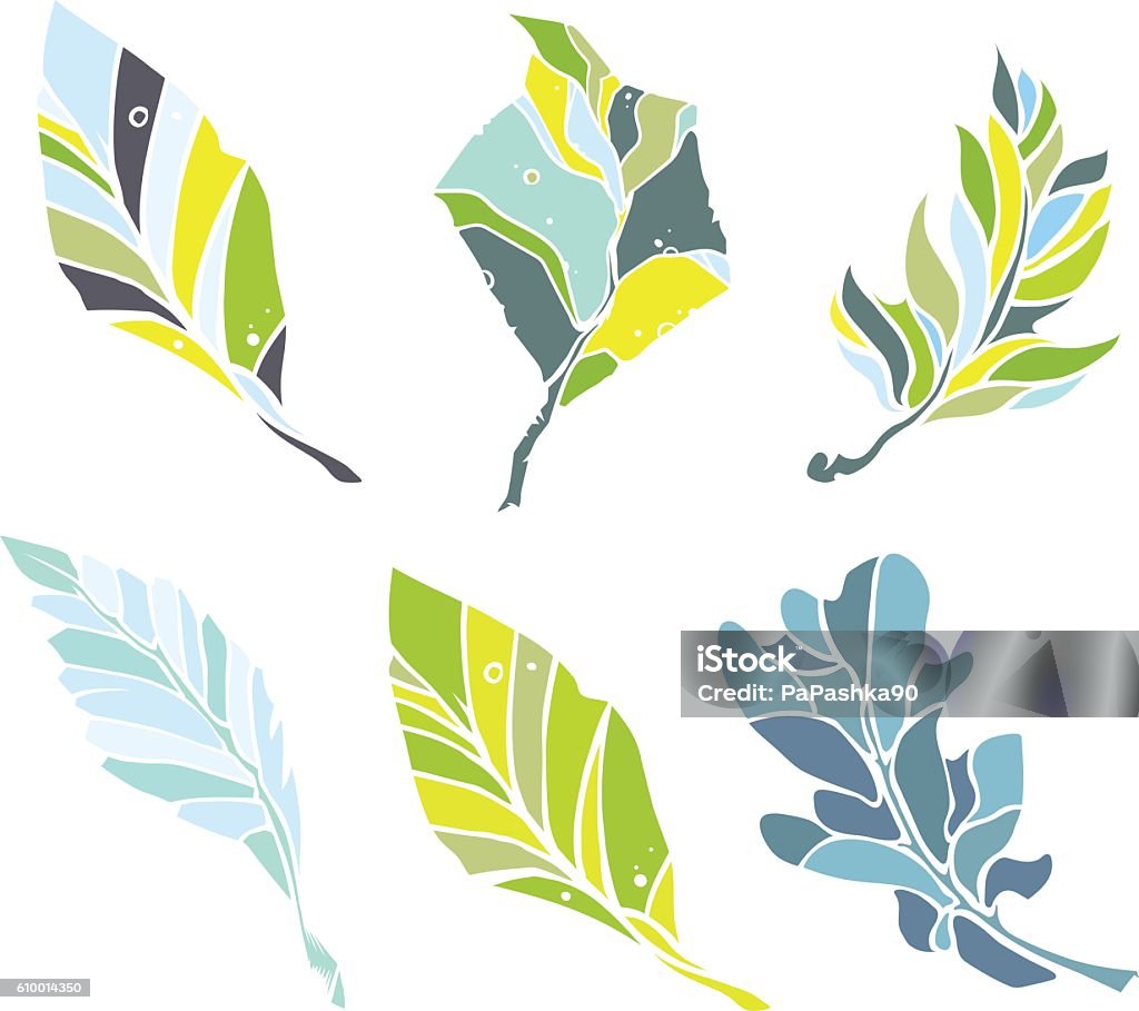 Sketch leaves elements set Vector leaves objects set on white background. Sketch style Beech Tree stock vector