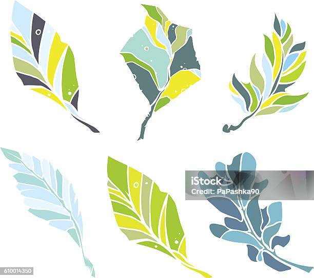 Sketch Leaves Elements Set Stock Illustration - Download Image Now - Beech Tree, Leaf, Aspen Tree