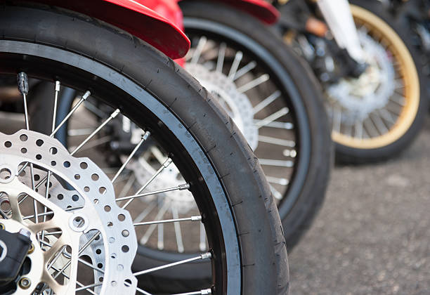 istock Motorcycle brake and wheel close up 610014450