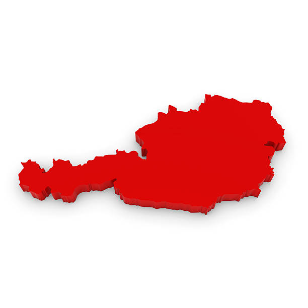 istock Red 3D Illustration Map Outline of Austria Isolated on White 610014760