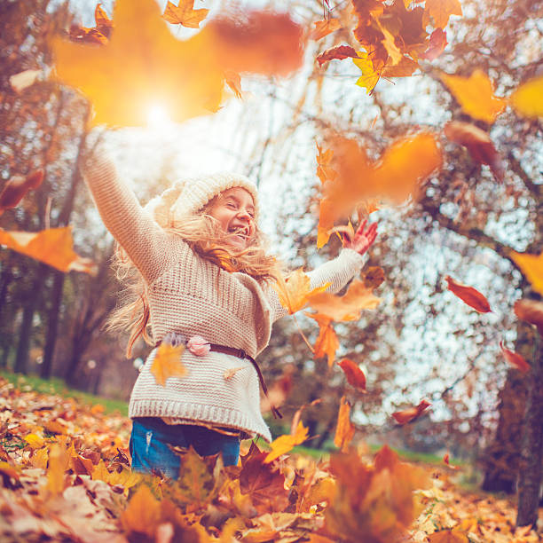 istock Little girl in autumn park 610017572