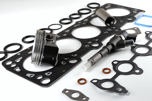 istock Spare parts for diesel engines on a white background 610018310