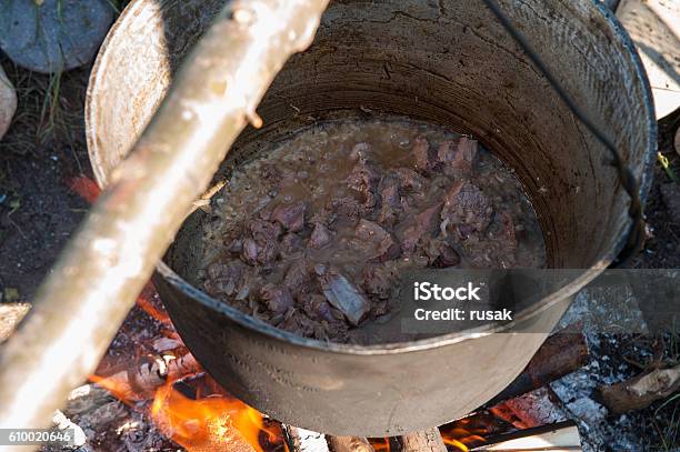 Cooking Over A Campfire Stock Photo - Download Image Now - Backgrounds, Beef, Beef Stew