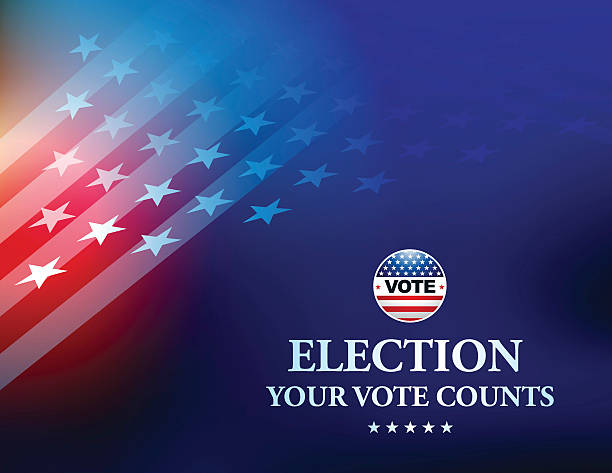 istock USA Election Vote Button with Stars and Stripes background 610021520