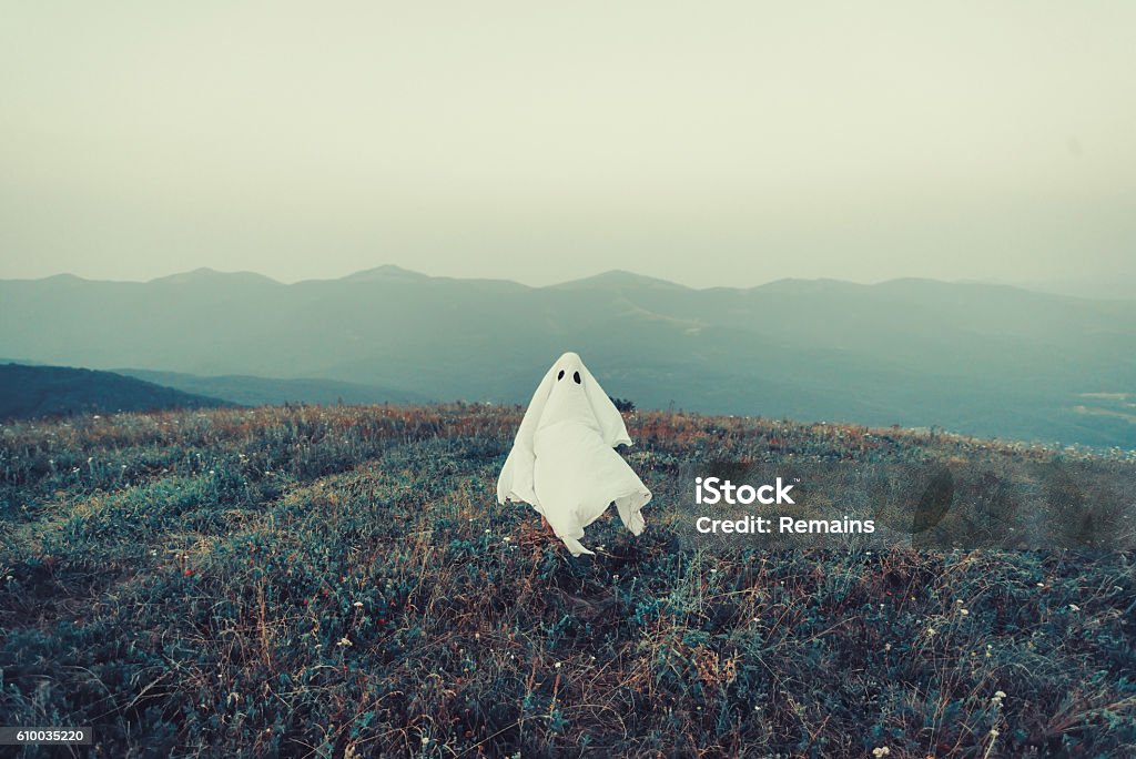 Fantasma caminando en el prado - Foto de stock de Fantasma libre de derechos