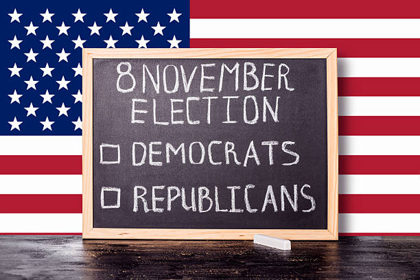 istock USA election concept with flag and handwriting text 8 november 610035286