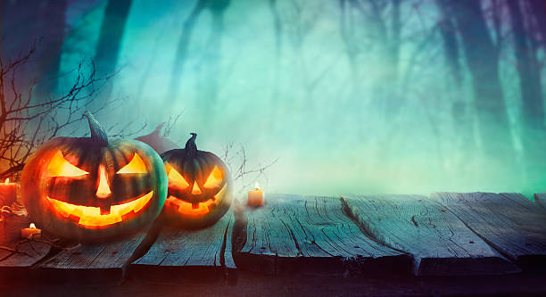 Halloween design with pumpkins stock photo