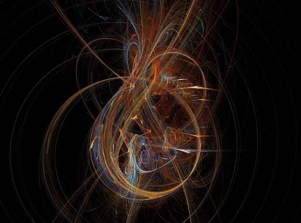 istock Yellow colorful abstract fractal with overlapping threads 610038896