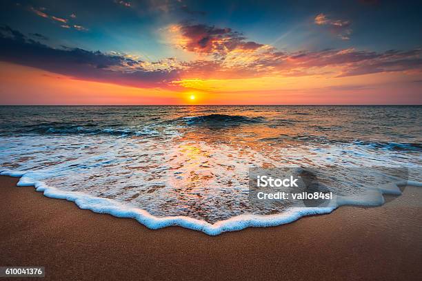 Beautiful Sunrise Over The Sea Stock Photo - Download Image Now - Beach, Landscape - Scenery, Sea