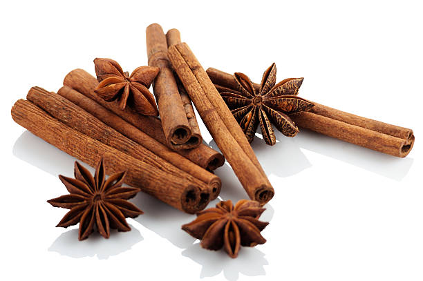 istock Cinnamon and star anise on a white background 610041496