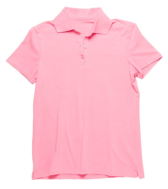 Women's pink polo shirt on white