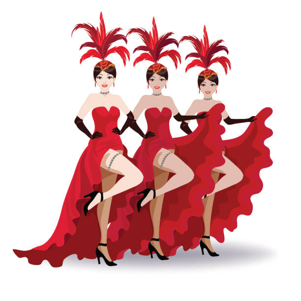 ilustrações de stock, clip art, desenhos animados e ícones de french cancan dancers - showgirl