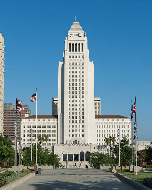 Los Angeles, California, USA - August 3, 2016: Exterior of the City Hall building in downtown Los Angeles
