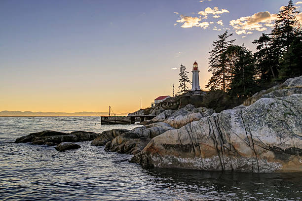 istock Point Atkinson Lighthouse at sunset, Lighthouse Park, West Vancouver, BC 610044700