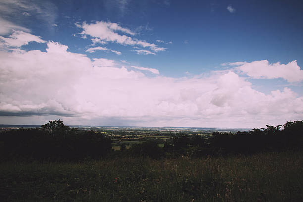 istock Cloudy view over the Chilterns in Buckinghamshire Vintage Retro 610046948