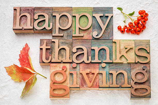 istock Happy Thanksgiving in wood type 610047312