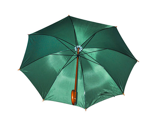 istock Big green umbrella on white with clipping path. 610115398