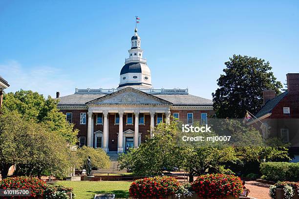 Maryland State Capital Building Stock Photo - Download Image Now - Maryland - US State, Annapolis, State Capitol Building