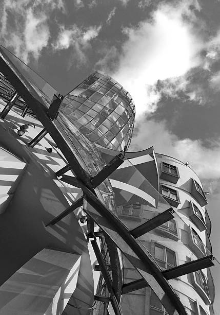 Close up of The Dancing House stock photo